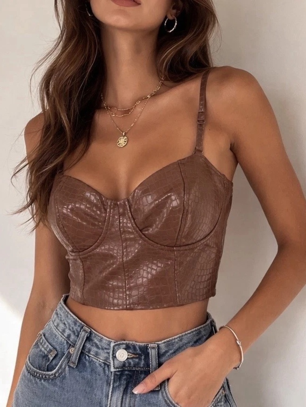 Express leather crop top